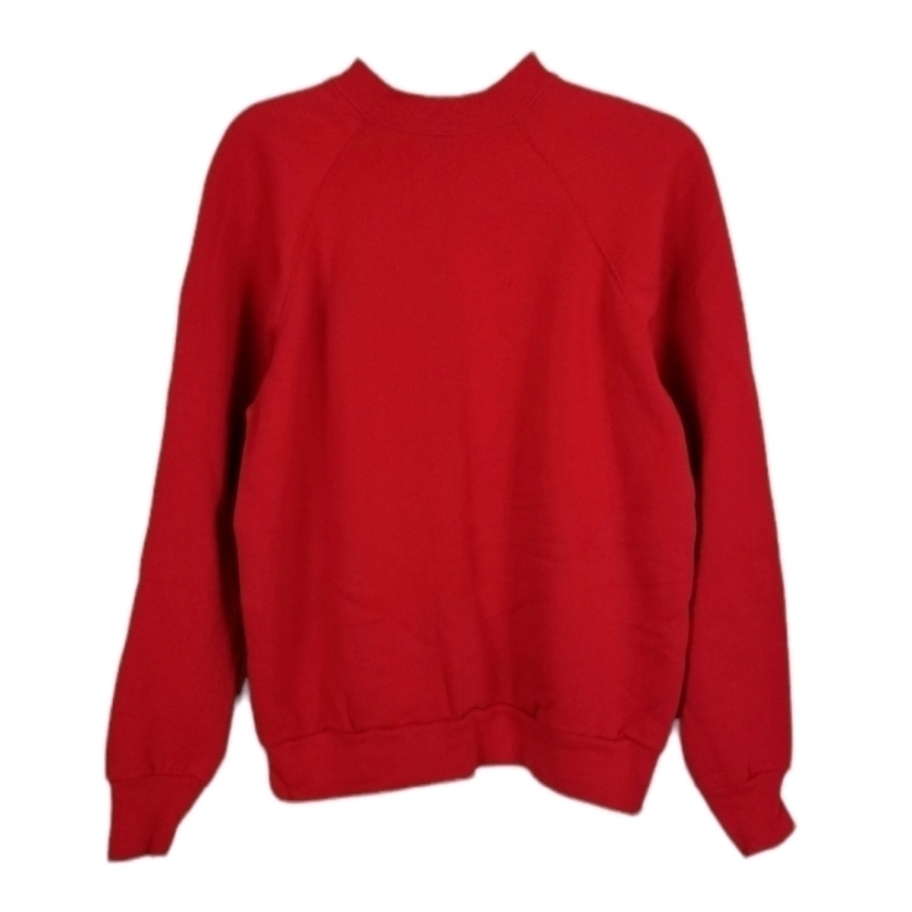 Vintage 90s Tultex Blank Crew Neck Sweatshirt Red Adult Medium Cotton Blend USA